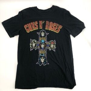 Guns N Roses Band Tee Shirt Short Sleeve Graphic Top Cotton Black Sz Medium